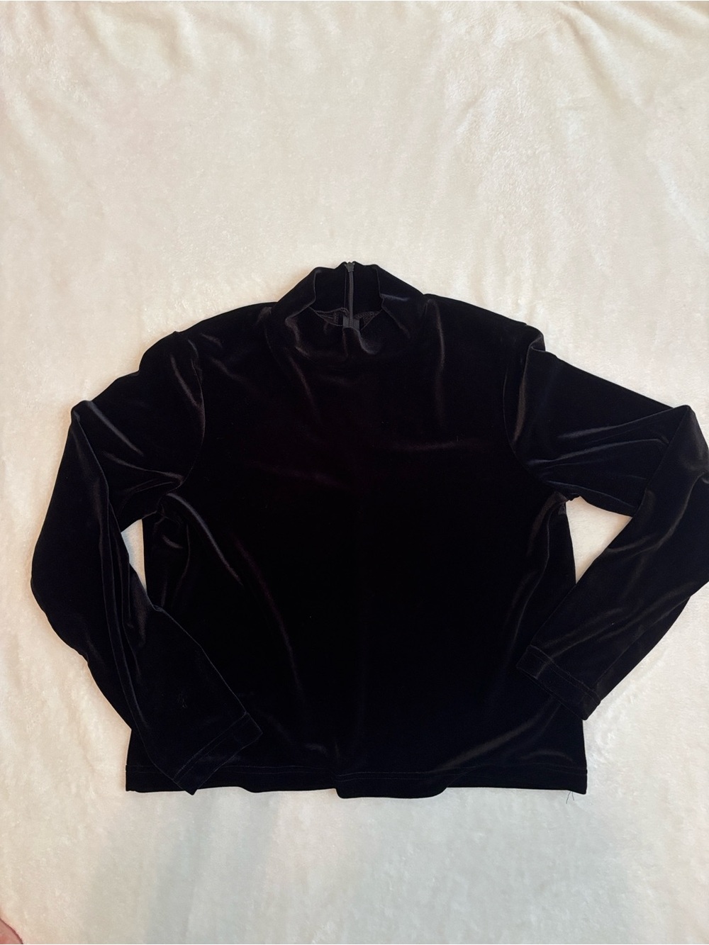 Y2K Vintage Pine Cove  Velvet like  Long-Sleeve Mock Neck Top
